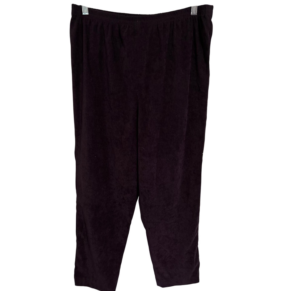 Leslie Faye Haberdashery Brushed Fabric Deep Purple Pants Elastic Waist Size 14